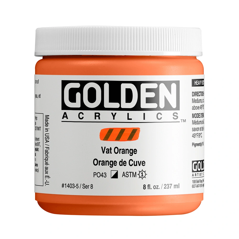Heavy Body Acrylic Color - Vat Orange - 8 oz jar - 08-oz
