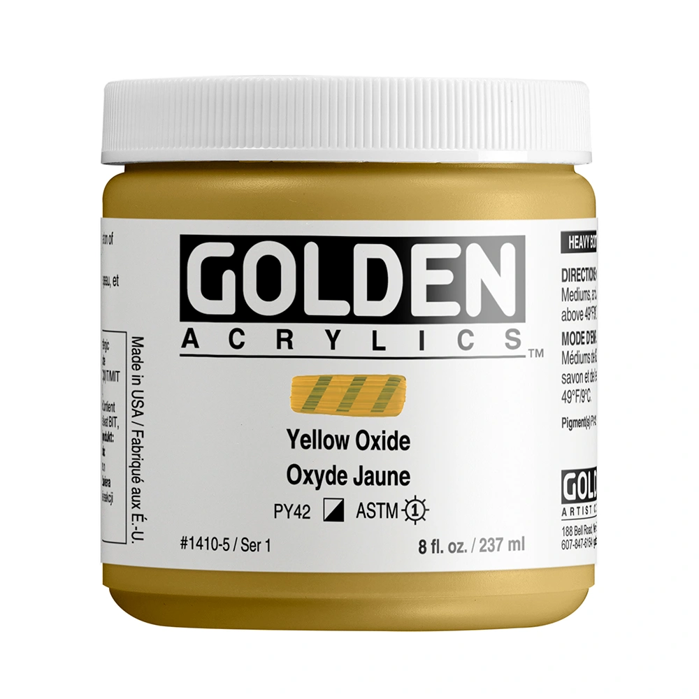 Heavy Body Acrylic Color - Yellow Oxide - 8 oz jar - 08-oz