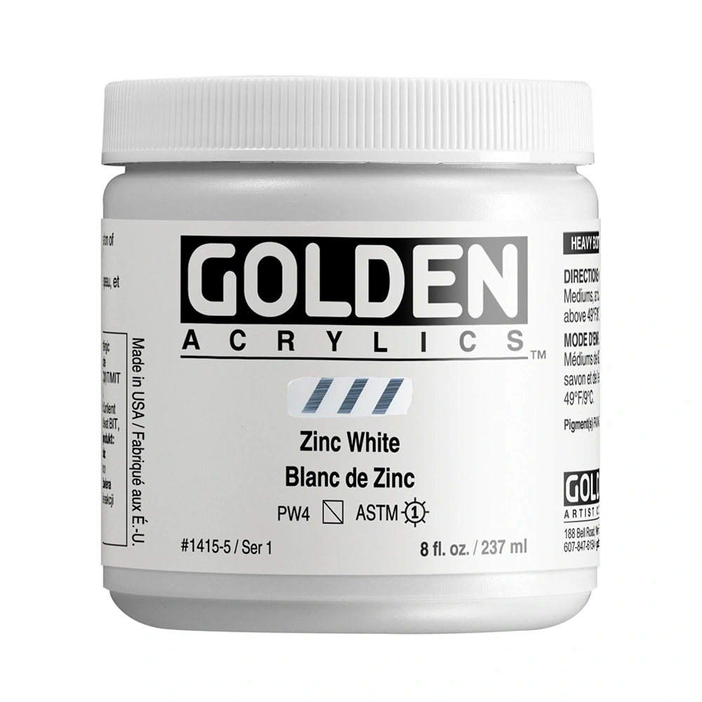 Heavy Body Acrylic Color - Zinc White - 8 oz jar - 08-oz