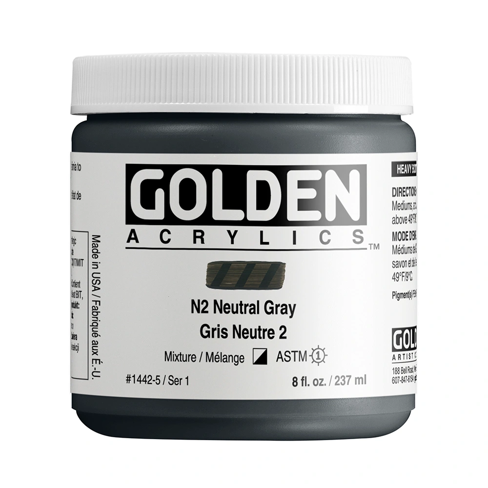 Heavy Body Acrylic Color - N2 Neutral Gray - 8 oz jar - 08-oz