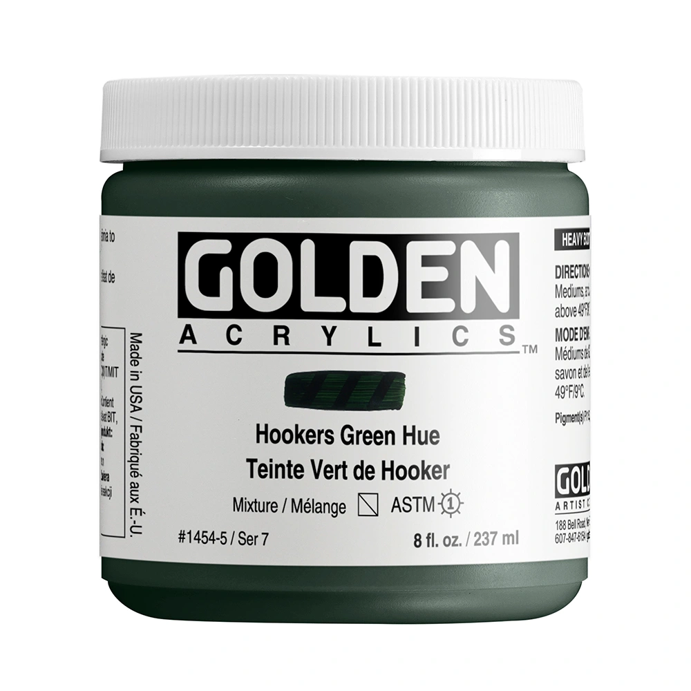 Heavy Body Acrylic Color - Hookers Green Hue - 8 oz jar - 08-oz