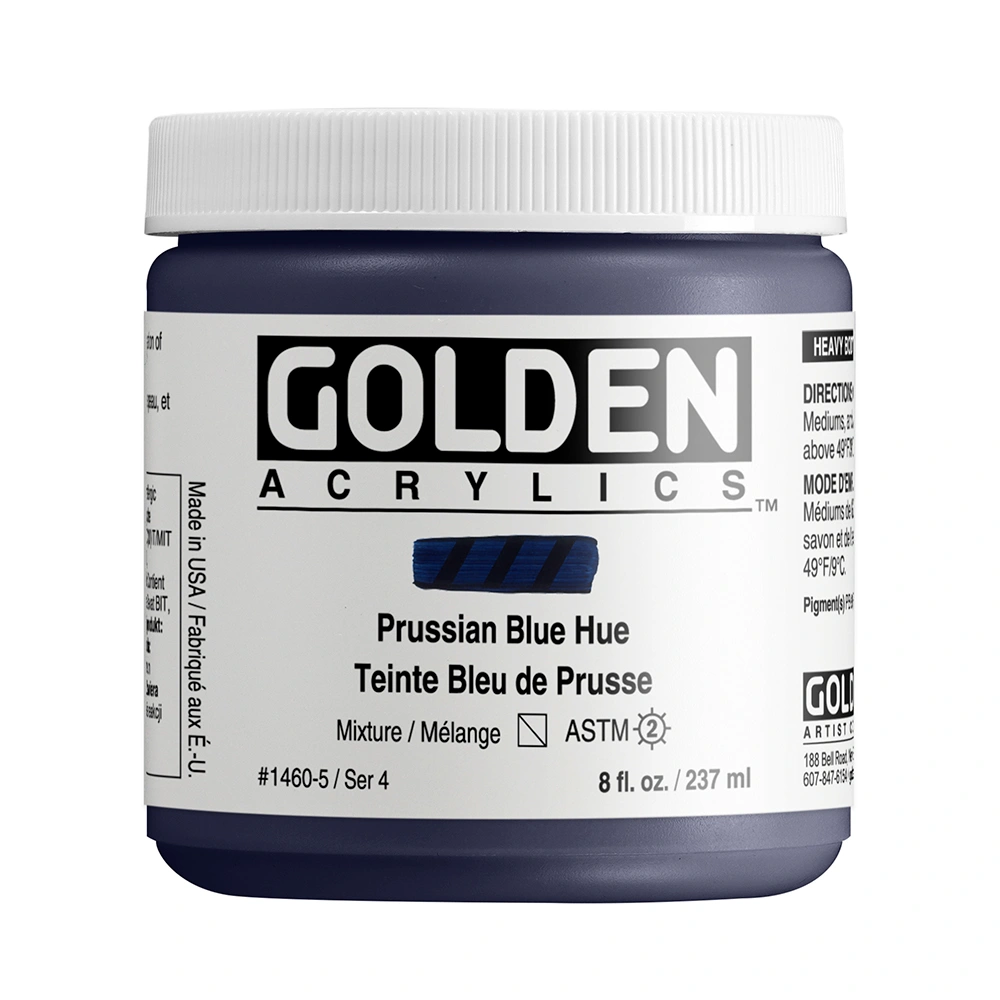Heavy Body Acrylic Color - Prussian Blue Hue - 8 oz jar - 08-oz