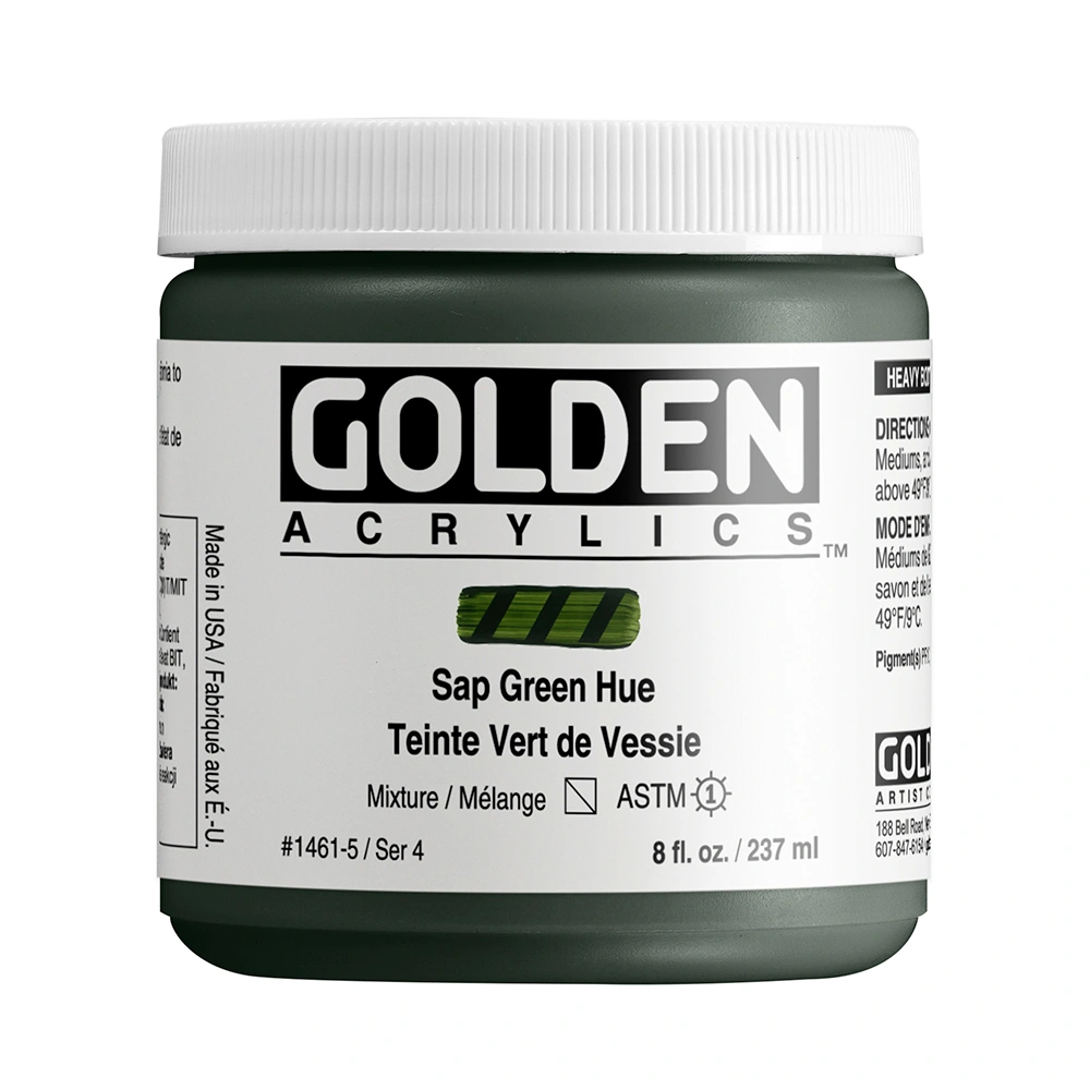 Heavy Body Acrylic Color - Sap Green Hue - 8 oz jar - 08-oz