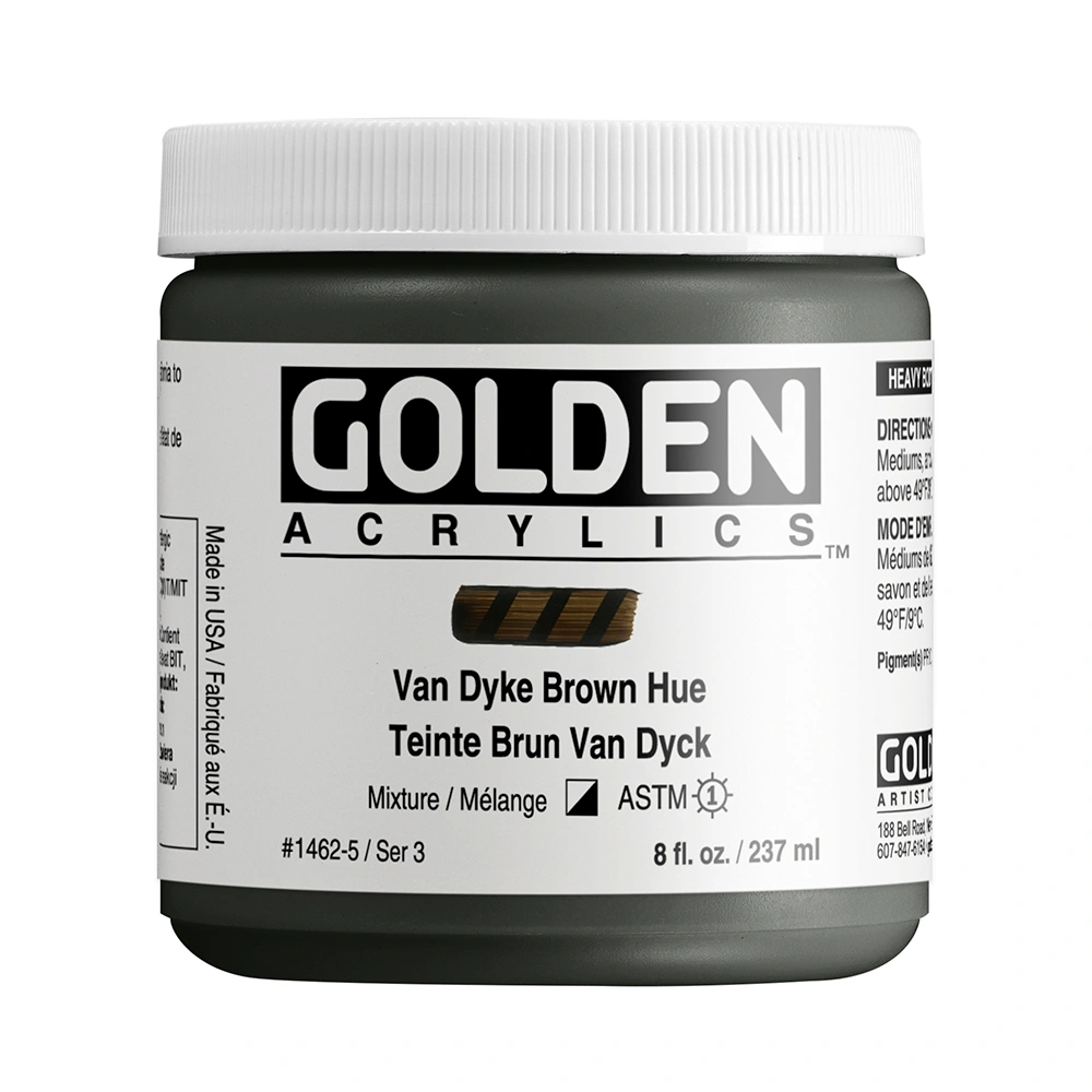 Heavy Body Acrylic Color - Van Dyke Brown Hue - 8 oz jar - 08-oz