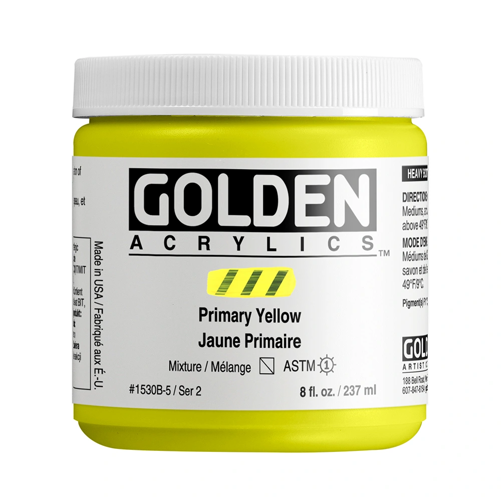 Heavy Body Acrylic Color - Primary Yellow - 8 oz jar - 08-oz