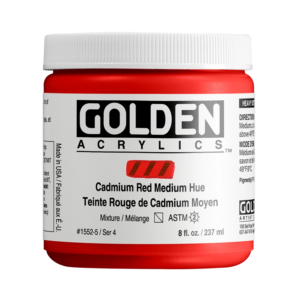 Heavy Body Acrylic Color - Cadmium Red Medium Hue - 8 oz jar - 08-oz