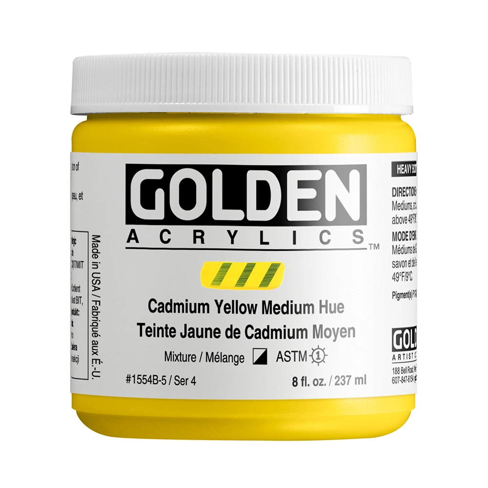 Heavy Body Acrylic Color - Cadmium Yellow Medium Hue - 8 oz jar - 08-oz