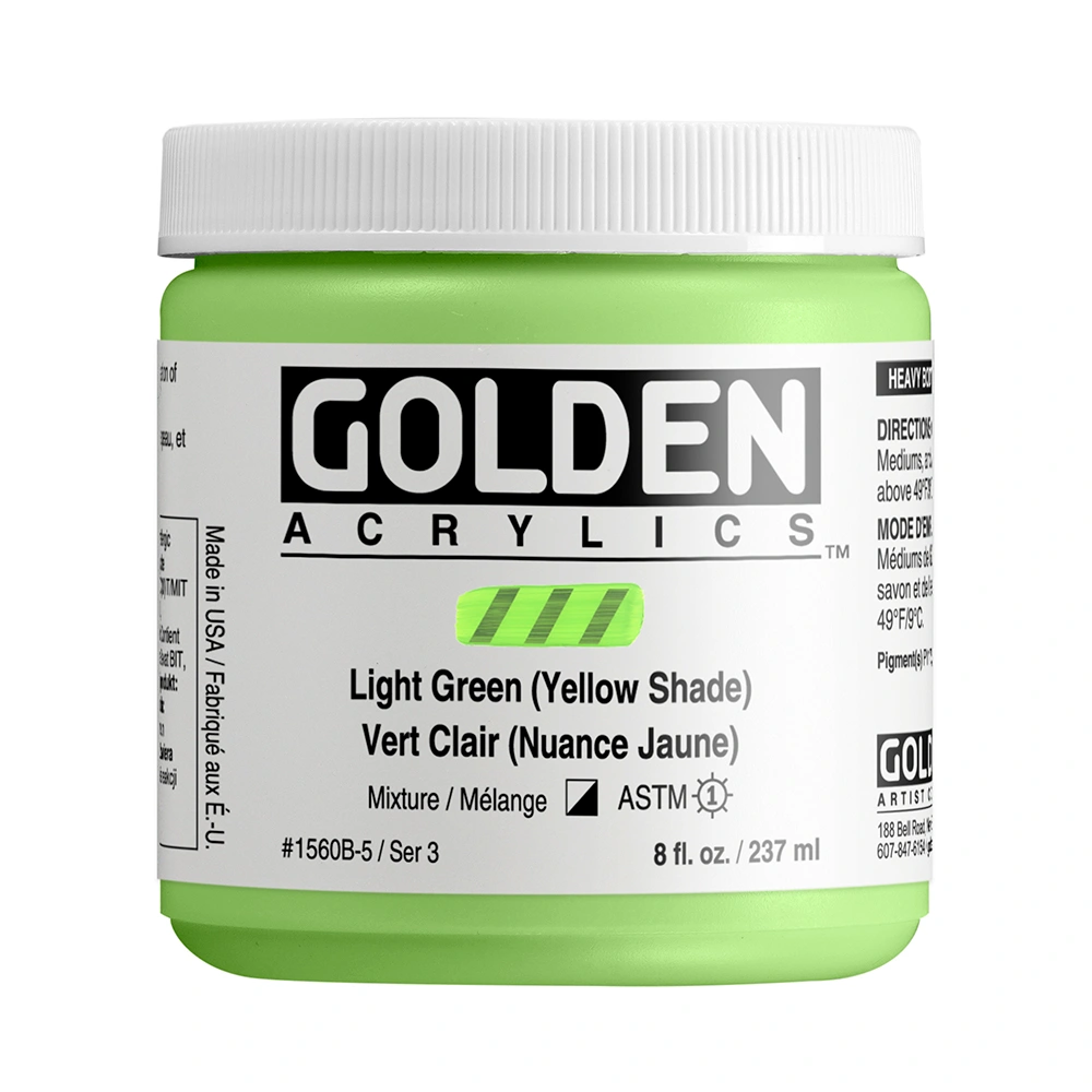 Heavy Body Acrylic Color - Light Green (Yellow Shade) - 8 oz jar - 08-oz