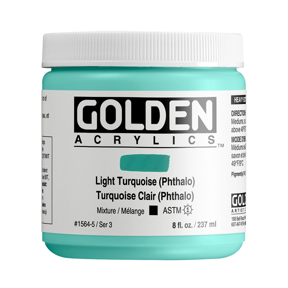 Heavy Body Acrylic Color - Light Turquoise (Phthalo) - 8 oz jar - 08-oz