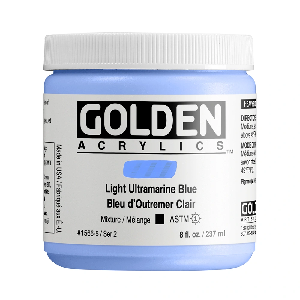 Heavy Body Acrylic Color - Light Ultramarine Blue - 8 oz jar - 08-oz