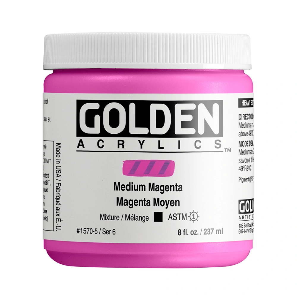 Heavy Body Acrylic Color - Medium Magenta - 8 oz jar - 08-oz