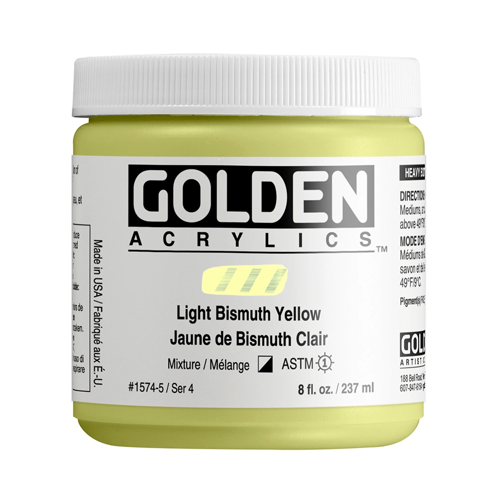 Heavy Body Acrylic Color - Light Bismuth Yellow - 8 oz jar - 08-oz