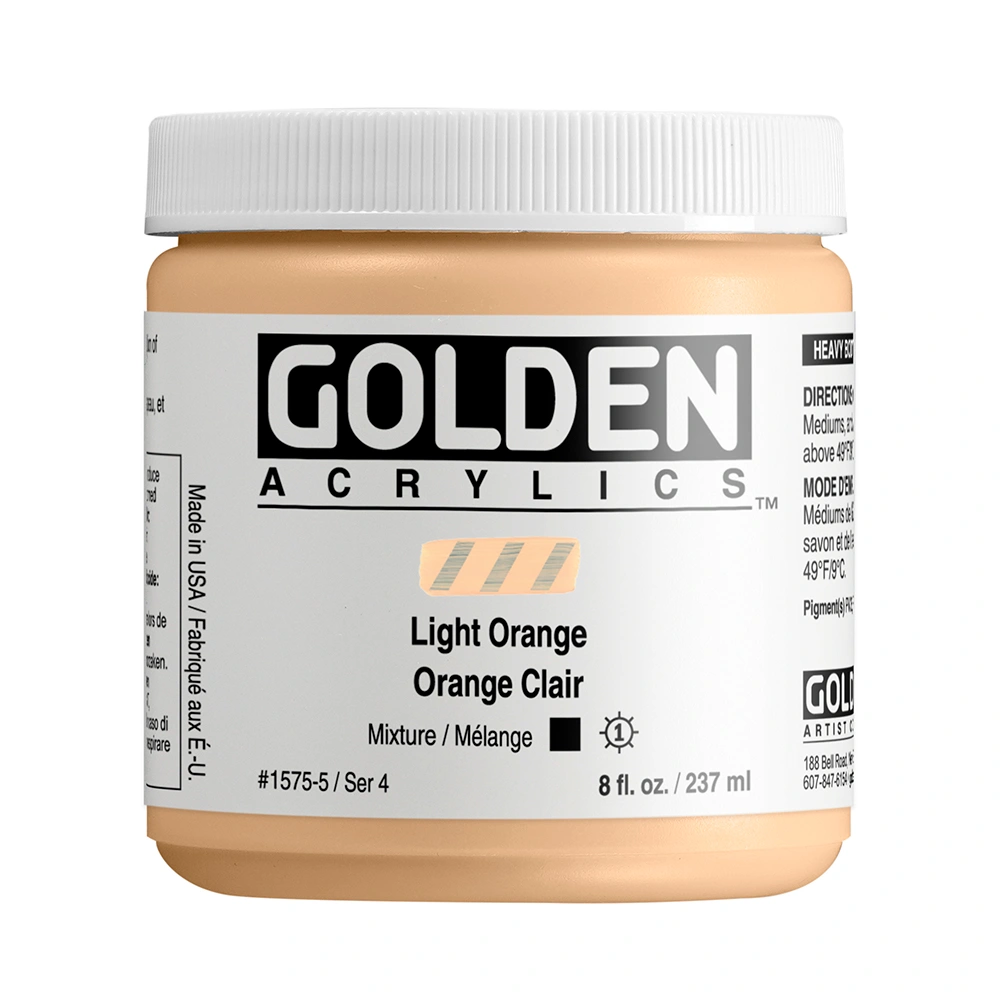 Heavy Body Acrylic Color - Light Orange - 8 oz jar - 08-oz