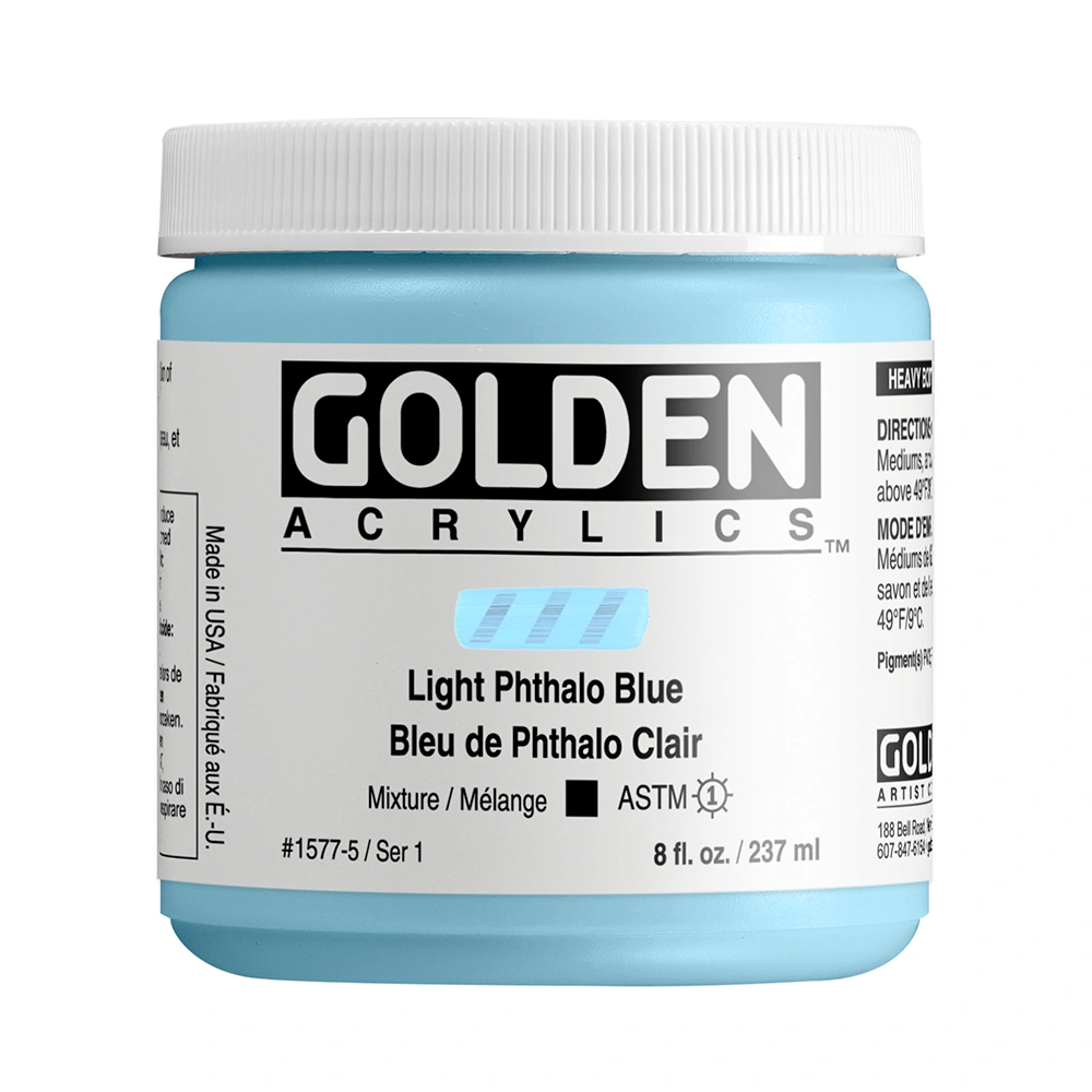 Heavy Body Acrylic Color - Light Phthalo Blue - 8 oz jar - 08-oz