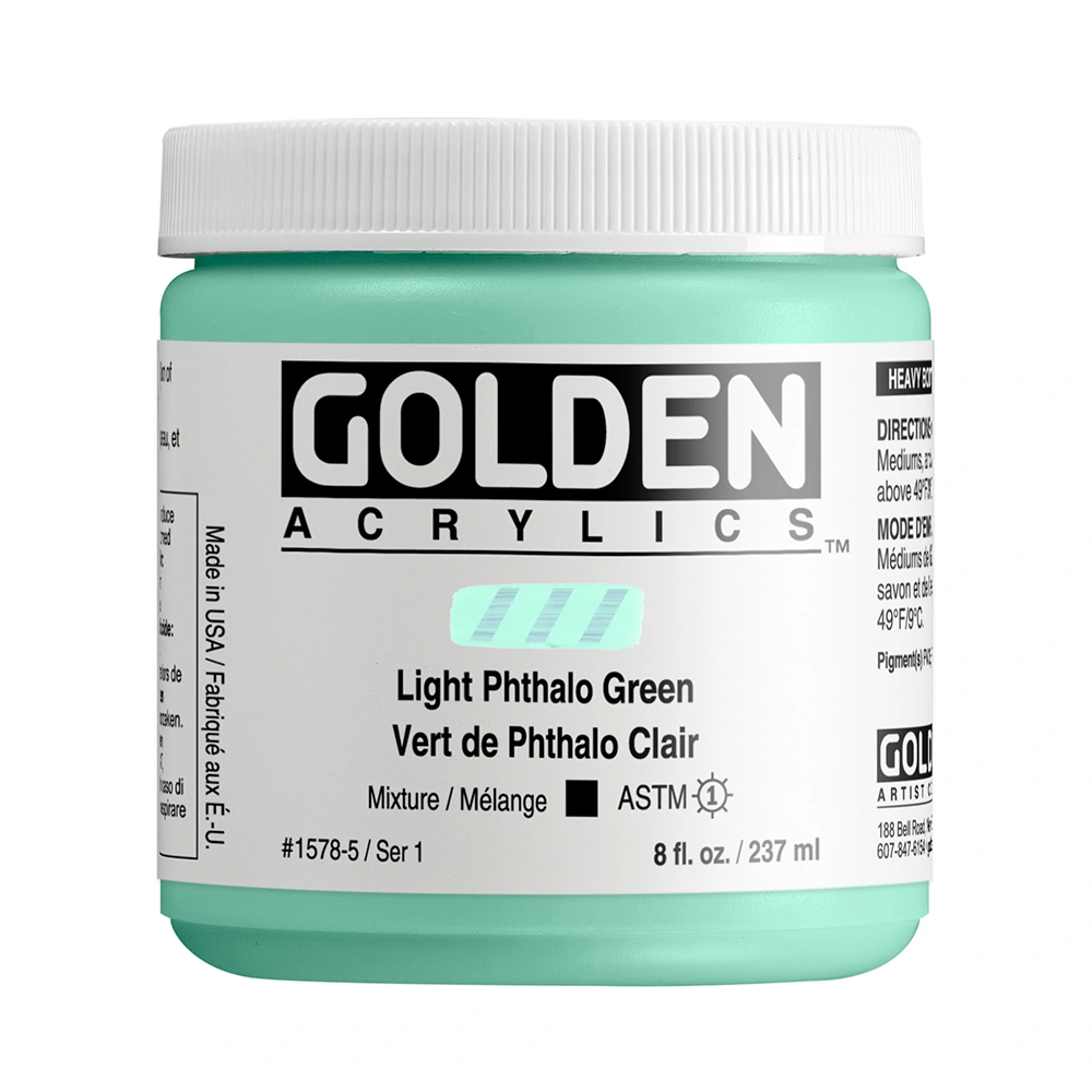 Heavy Body Acrylic Color - Light Phthalo Green - 8 oz jar - 08-oz