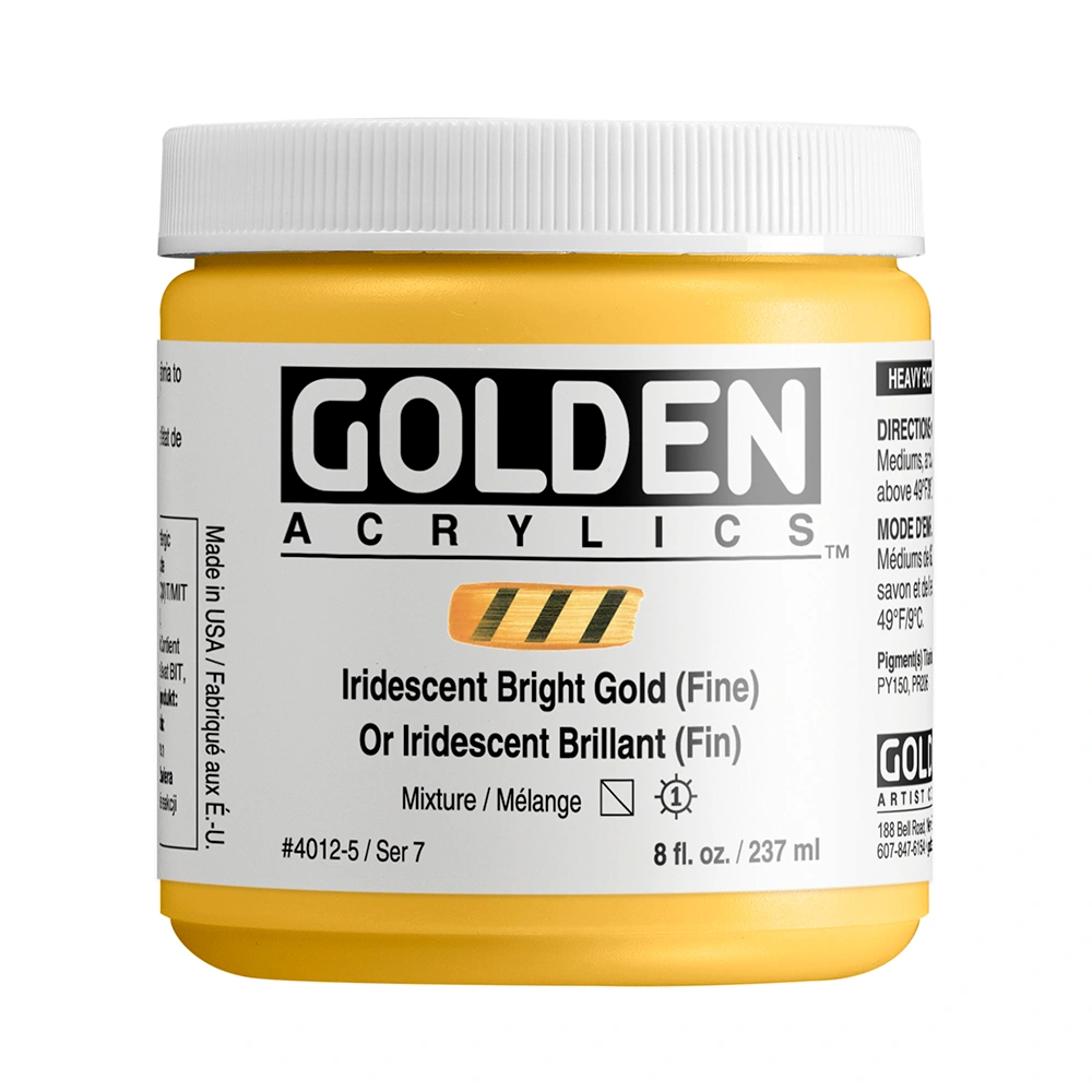 Heavy Body Acrylic Color - Iridescent Bright Gold (Fine) - 8 oz jar - 08-oz