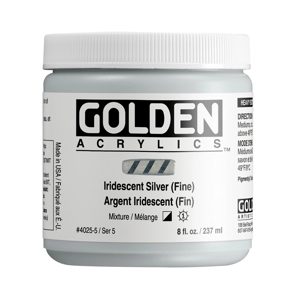 Heavy Body Acrylic Color - Iridescent Silver (Fine) - 8 oz jar - 08-oz