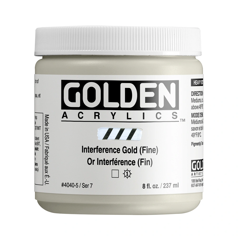 Heavy Body Acrylic Color - Interference Gold (Fine) - 8 oz jar - 08-oz