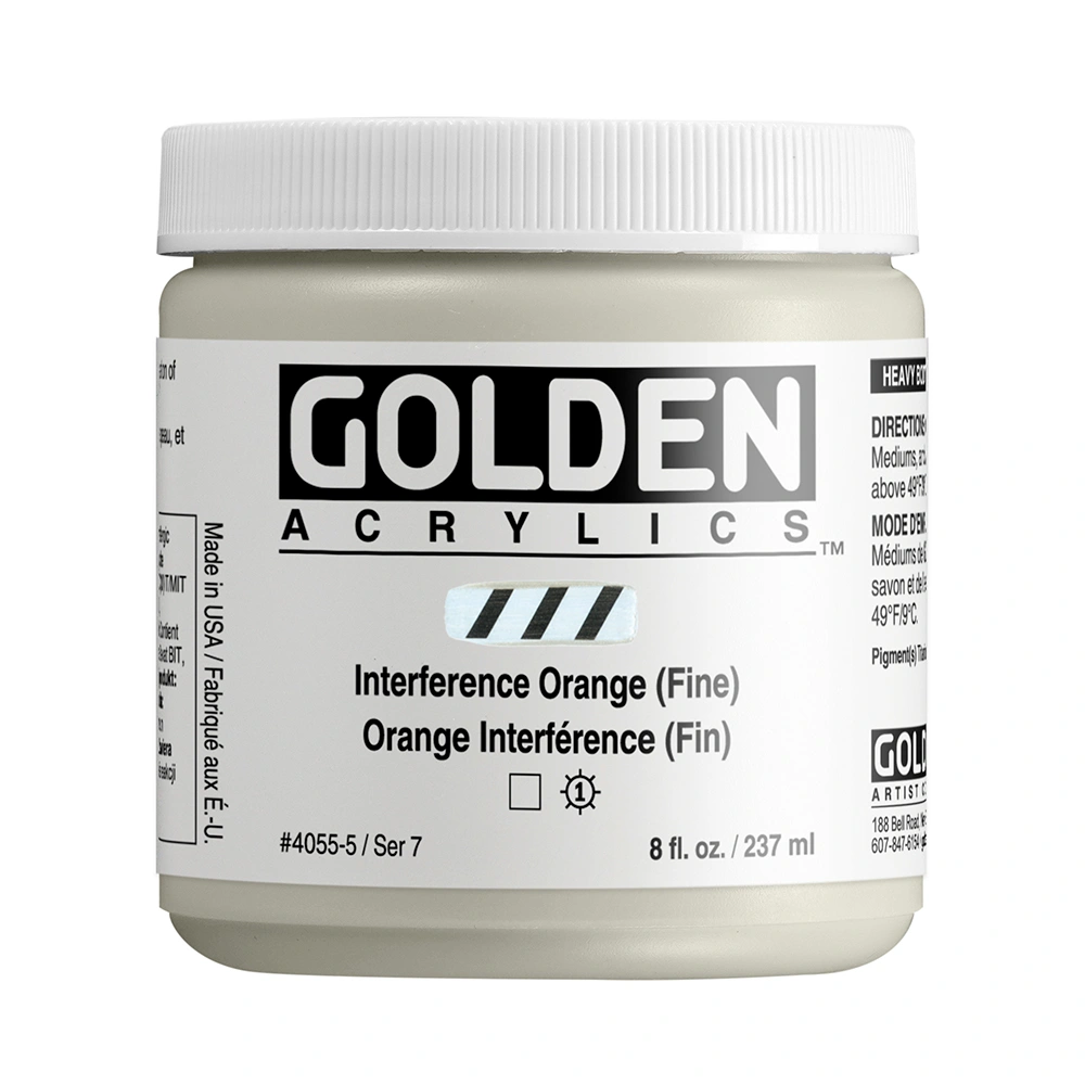 Heavy Body Acrylic Color - Interference Orange (Fine) - 8 oz jar - 08-oz
