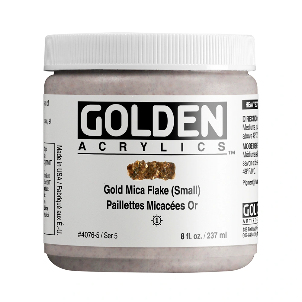Heavy Body Acrylic Color - Gold Mica Flake (Small) - 8 oz jar - 08-oz