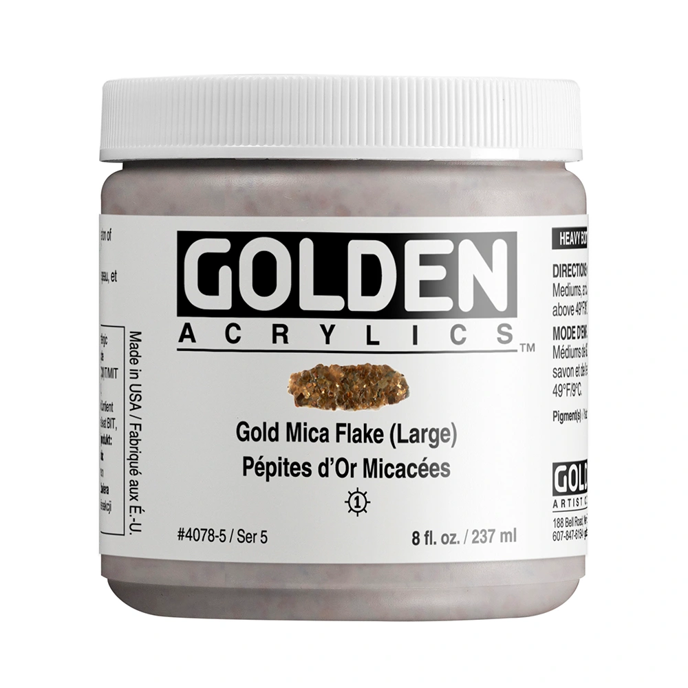 Heavy Body Acrylic Color - Gold Mica Flake (Large) - 8 oz jar - 08-oz
