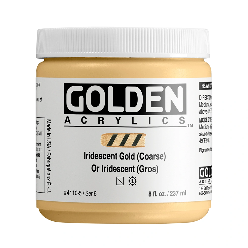 Heavy Body Acrylic Color - Iridescent Gold (Coarse) - 8 oz jar - 08-oz