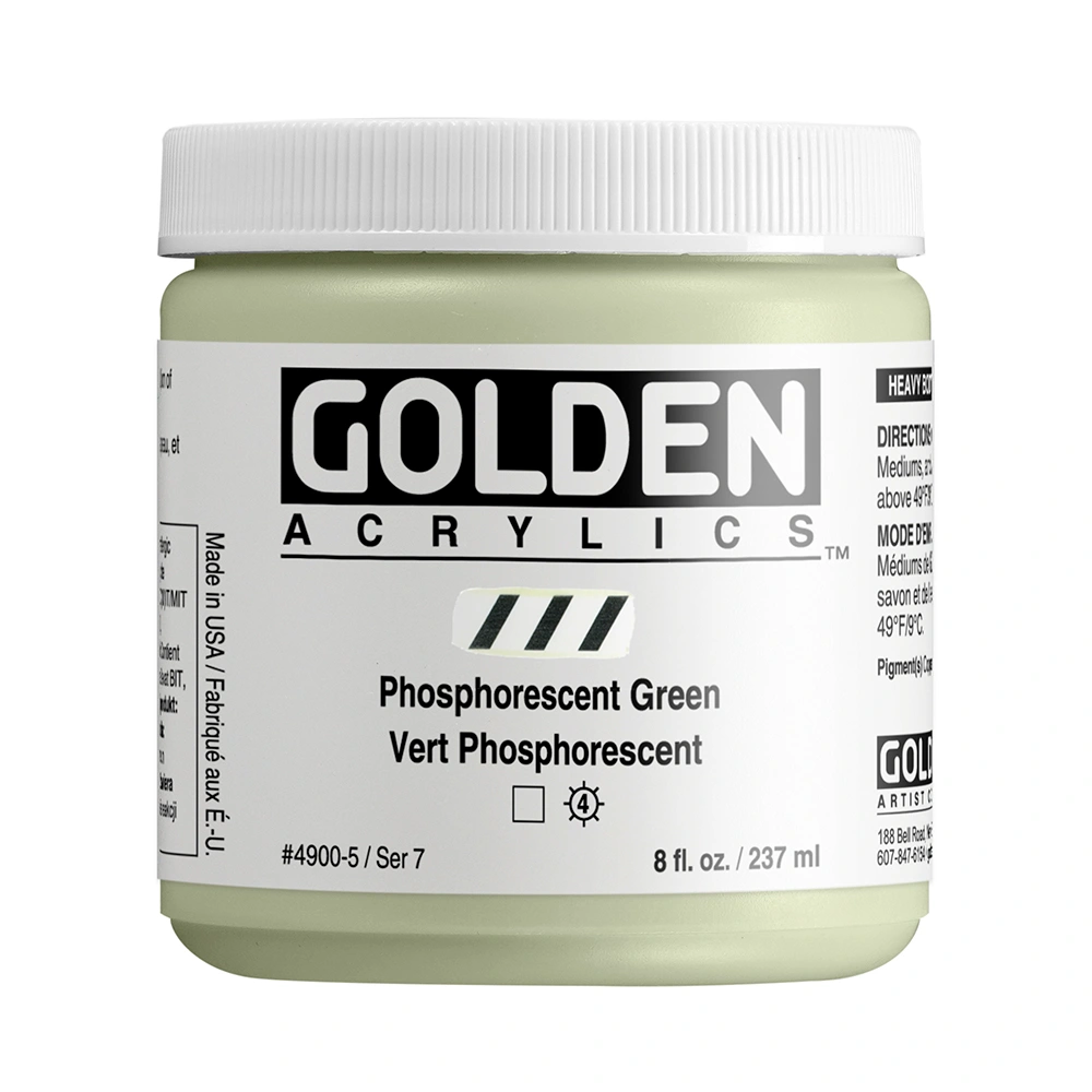 Heavy Body Acrylic Color - Phosphorescent Green - 8 oz jar - 08-oz