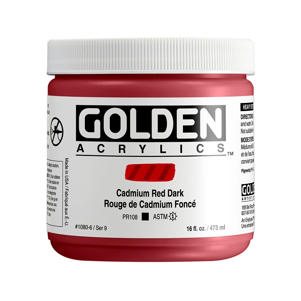 Heavy Body Acrylic Color - Cadmium Red Dark - 16 oz jar - 16-oz