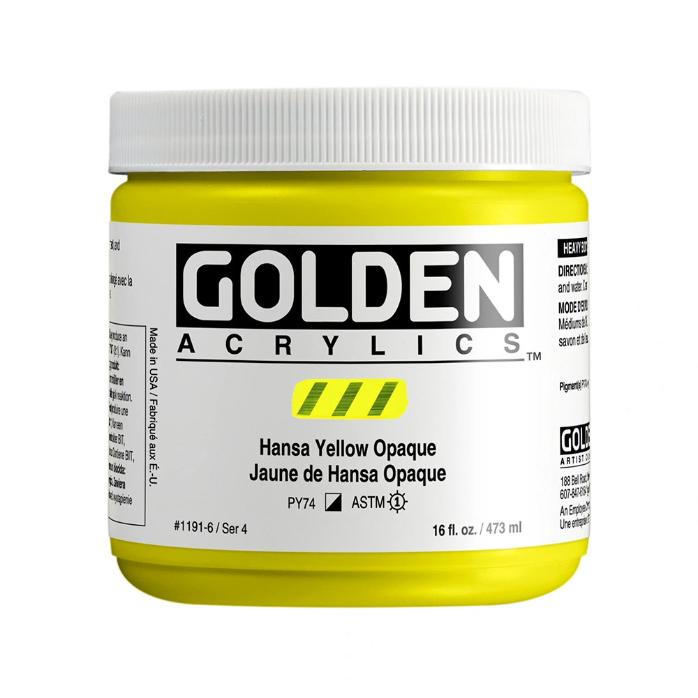Heavy Body Acrylic Color - Hansa Yellow Opaque - 16 oz jar - 16-oz
