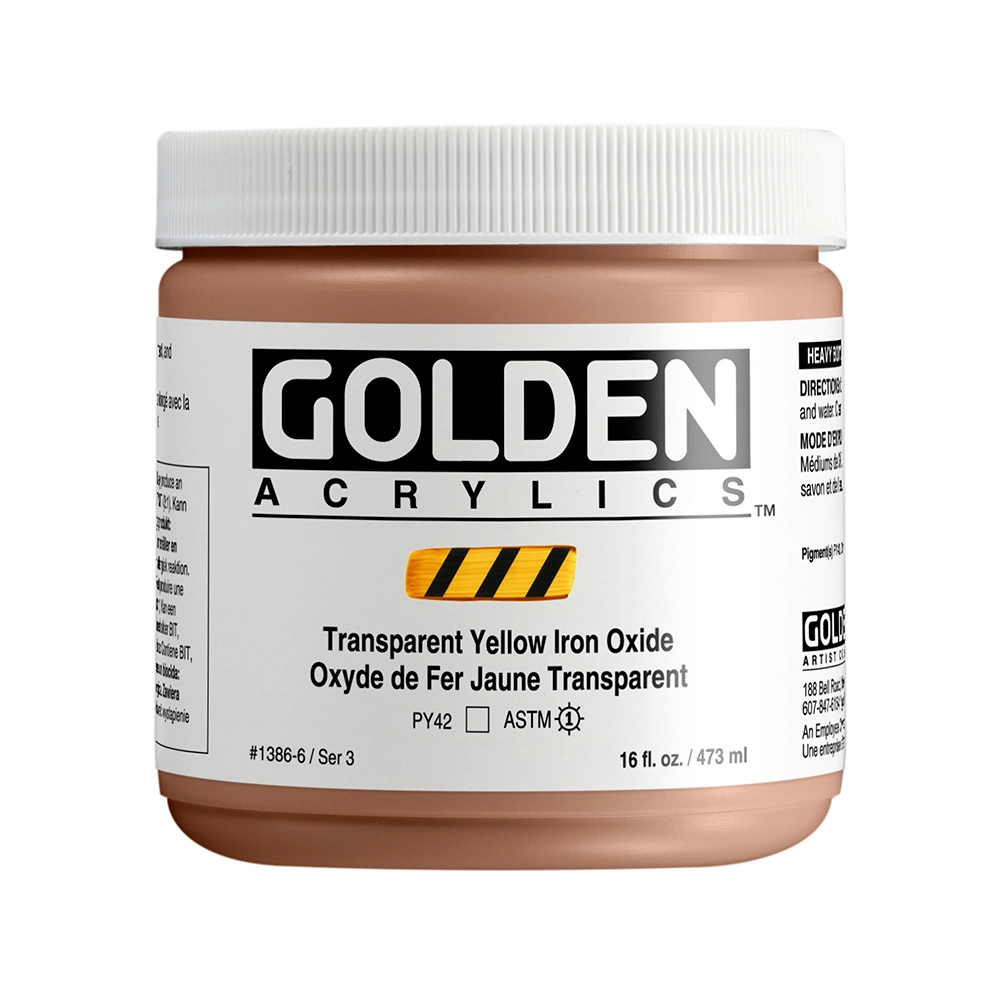 Heavy Body Acrylic Color - Transparent Yellow Iron Oxide - 16 oz jar - 16-oz