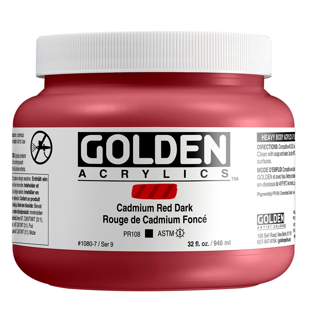 Heavy Body Acrylic Color - Cadmium Red Dark - 32 oz jar - 32-oz