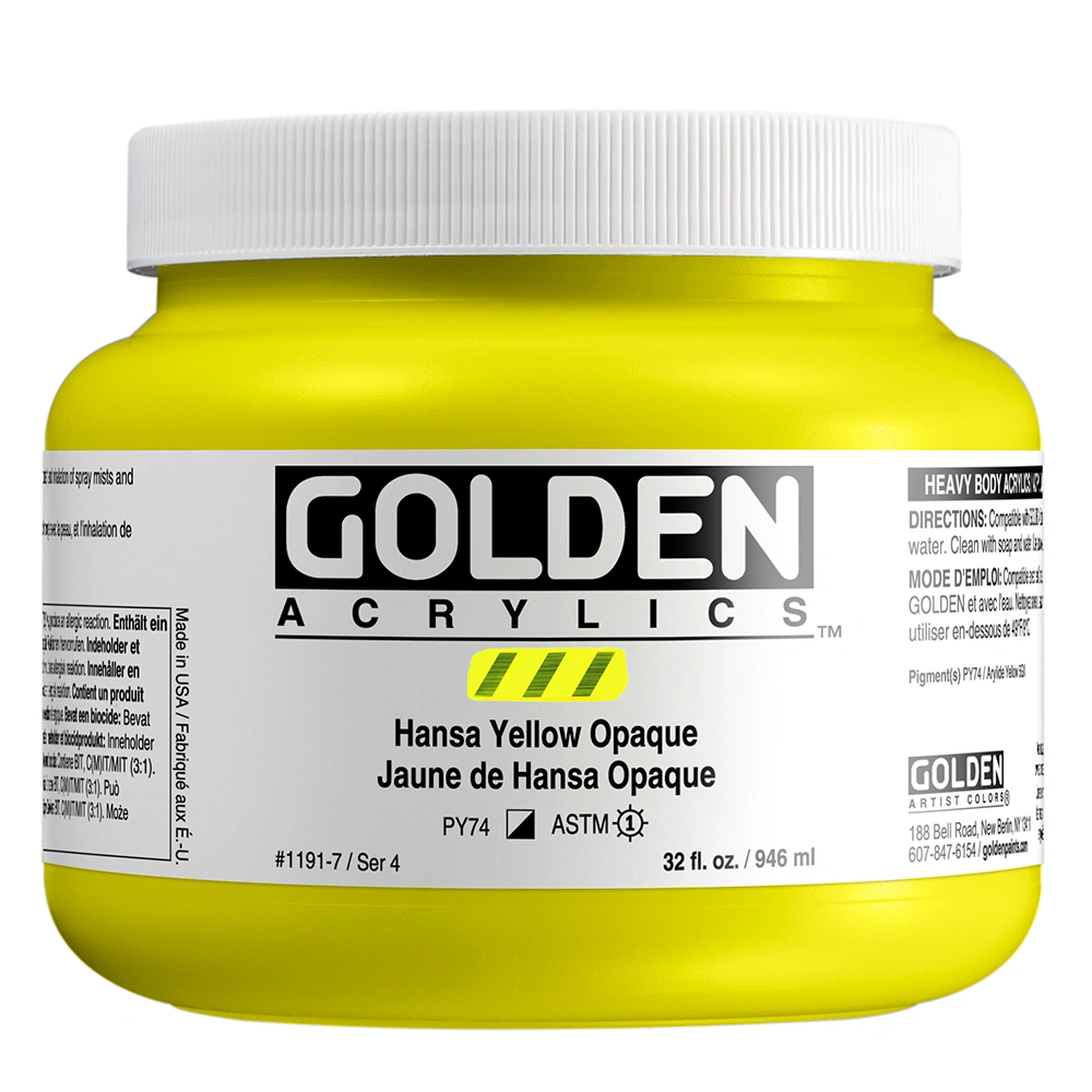 Heavy Body Acrylic Color - Hansa Yellow Opaque - 32 oz jar - 32-oz