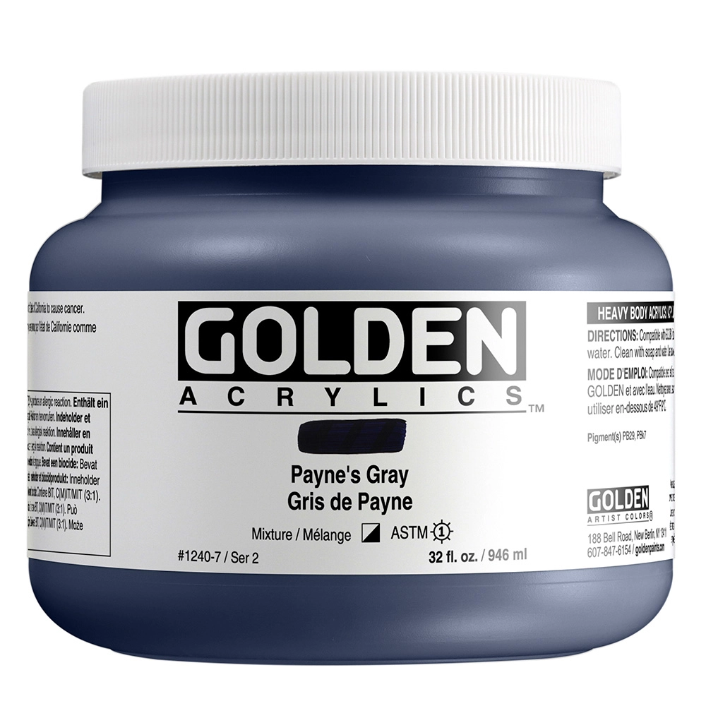 Heavy Body Acrylic Color - Payne's Gray - 32 oz jar - 32-oz