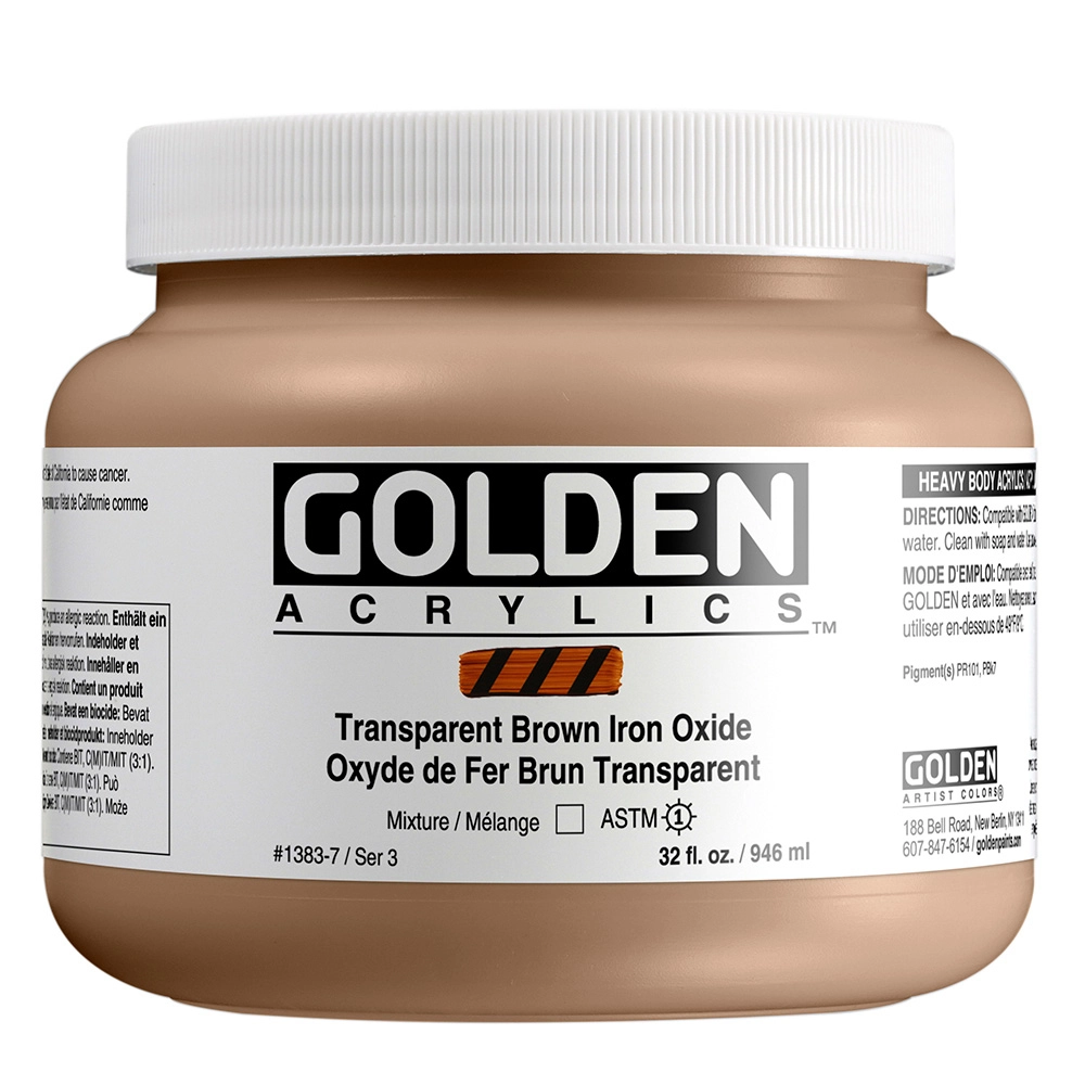 Heavy Body Acrylic Color - Transparent Brown Iron Oxide - 32 oz jar - 32-oz