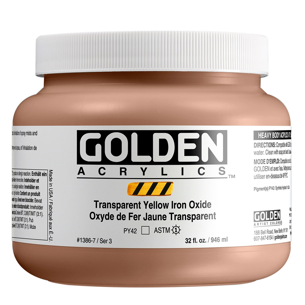 Heavy Body Acrylic Color - Transparent Yellow Iron Oxide - 32 oz jar - 32-oz
