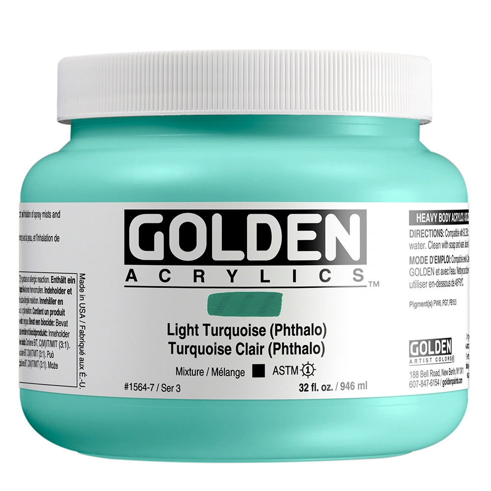 Heavy Body Acrylic Color - Light Turquoise (Phthalo) - 32 oz jar - 32-oz