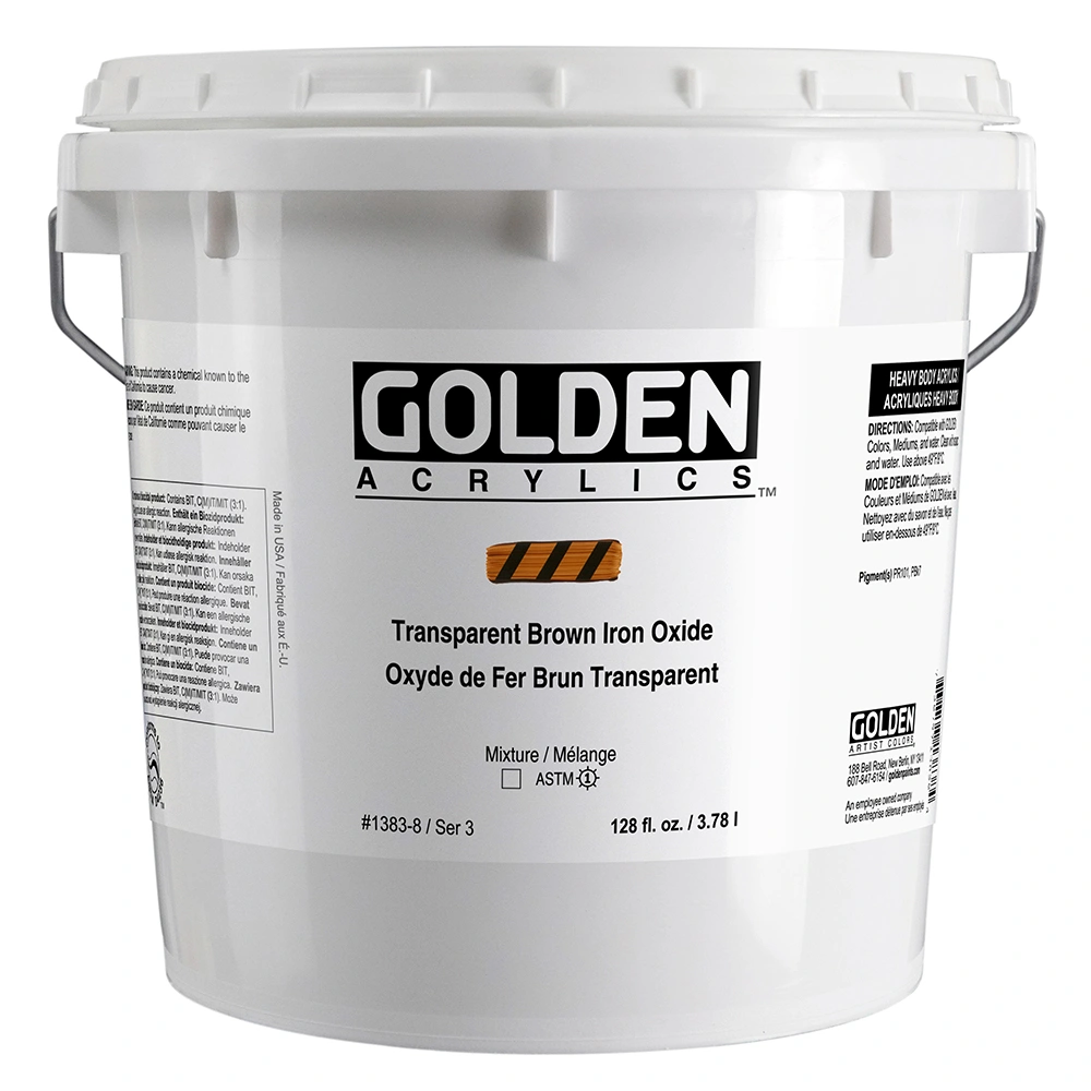 Heavy Body Acrylic Color - Transparent Brown Iron Oxide - 128oz HDPE White Pail - gallon