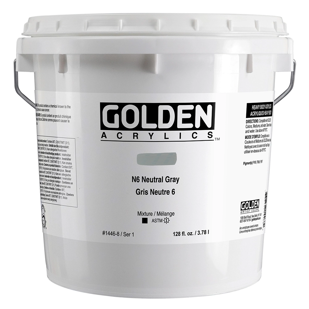 Heavy Body Acrylic Color - N6 Neutral Gray - 128oz HDPE White Pail - gallon