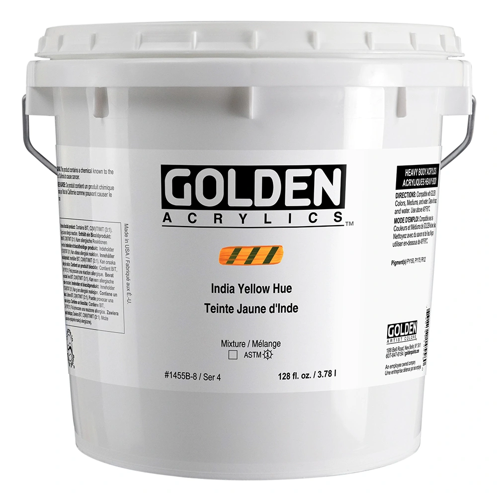 Heavy Body Acrylic Color - India Yellow Hue - 128oz HDPE White Pail - gallon