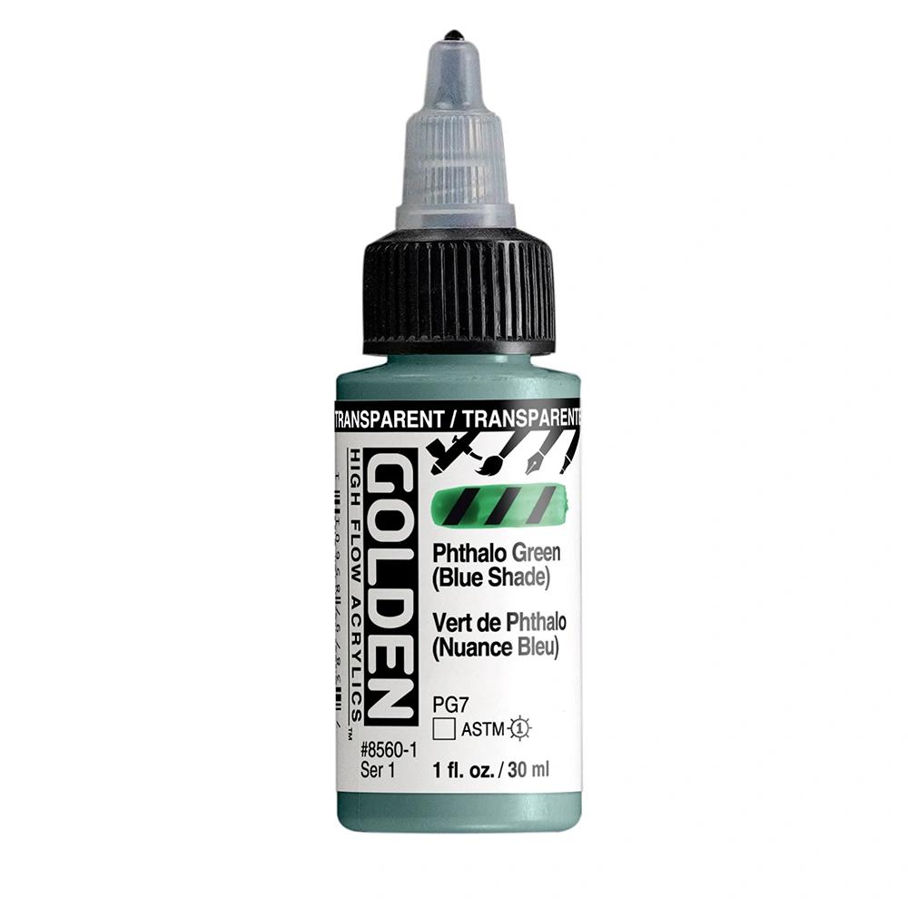 High Flow Acrylic Color - Transparent Phthalo Green (Blue Shade) - 1 oz cylinder - 01-oz