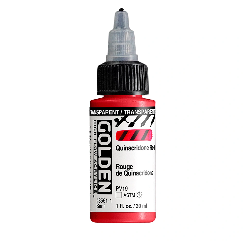 High Flow Acrylic Color - Transparent Quinacridone Red - 1 oz cylinder - 01-oz