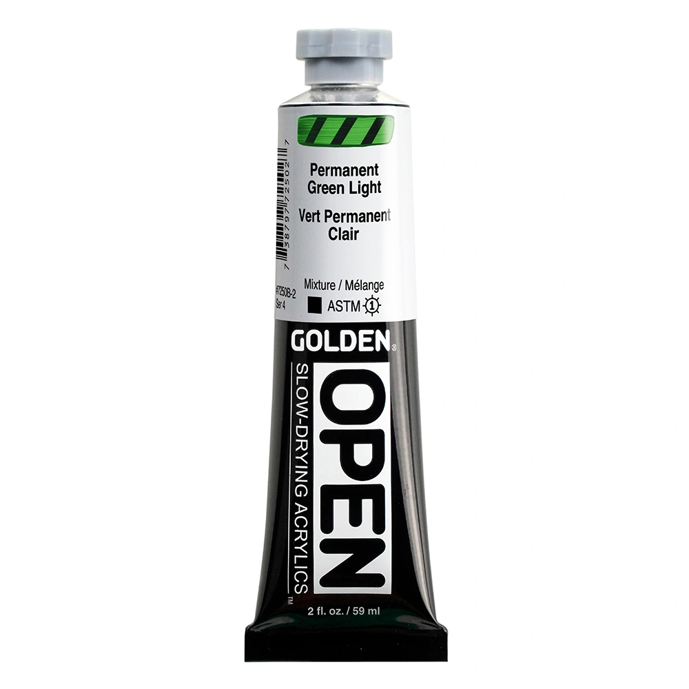 OPEN Acrylic Color - Permanent Green Light - 2 oz tube - 02-oz
