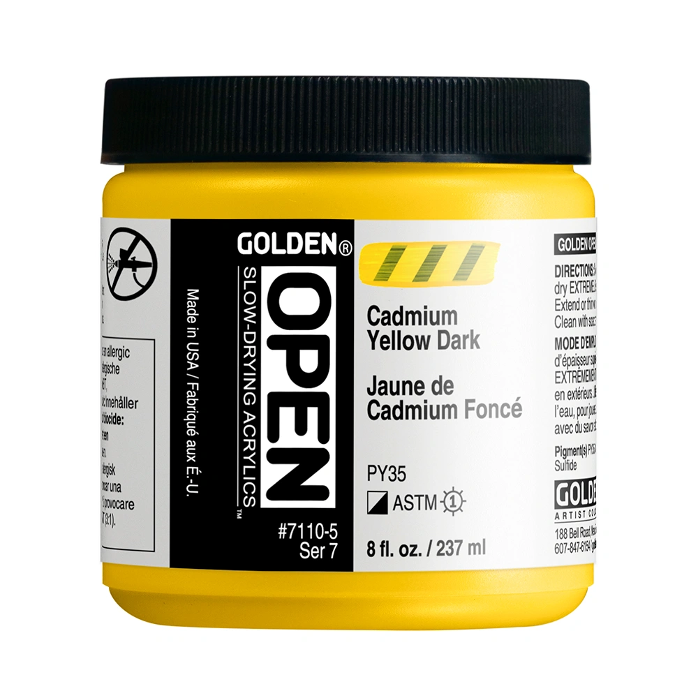 OPEN Acrylic Color - Cadmium Yellow Dark - 8 oz jar - 08-oz
