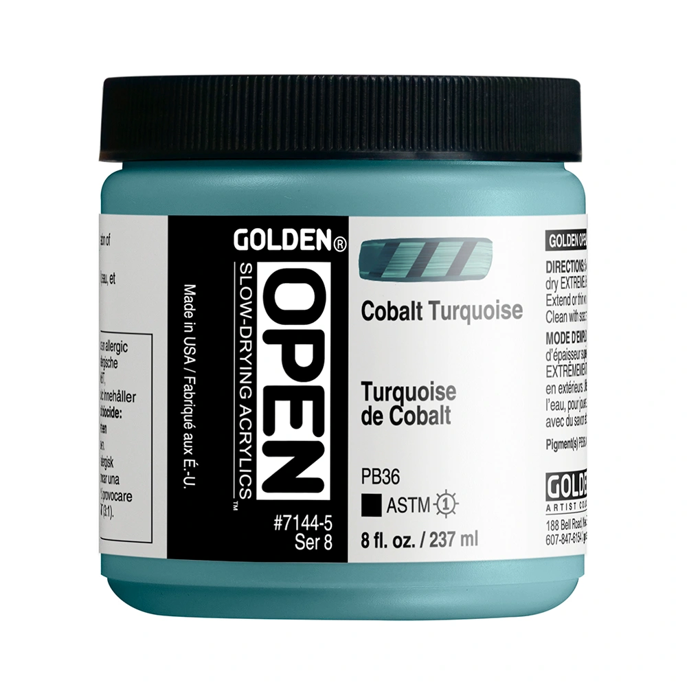 OPEN Acrylic Color - Cobalt Turquoise - 8 oz jar - 08-oz