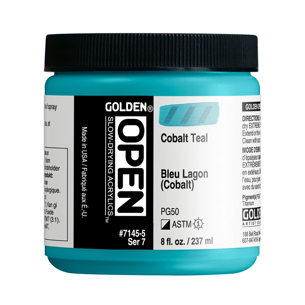 OPEN Acrylic Color - Cobalt Teal - 8 oz jar - 08-oz