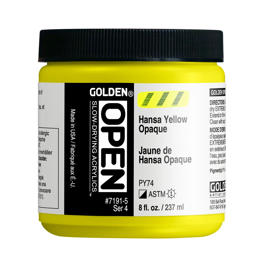 OPEN Acrylic Color - Hansa Yellow Opaque - 8 oz jar - 08-oz