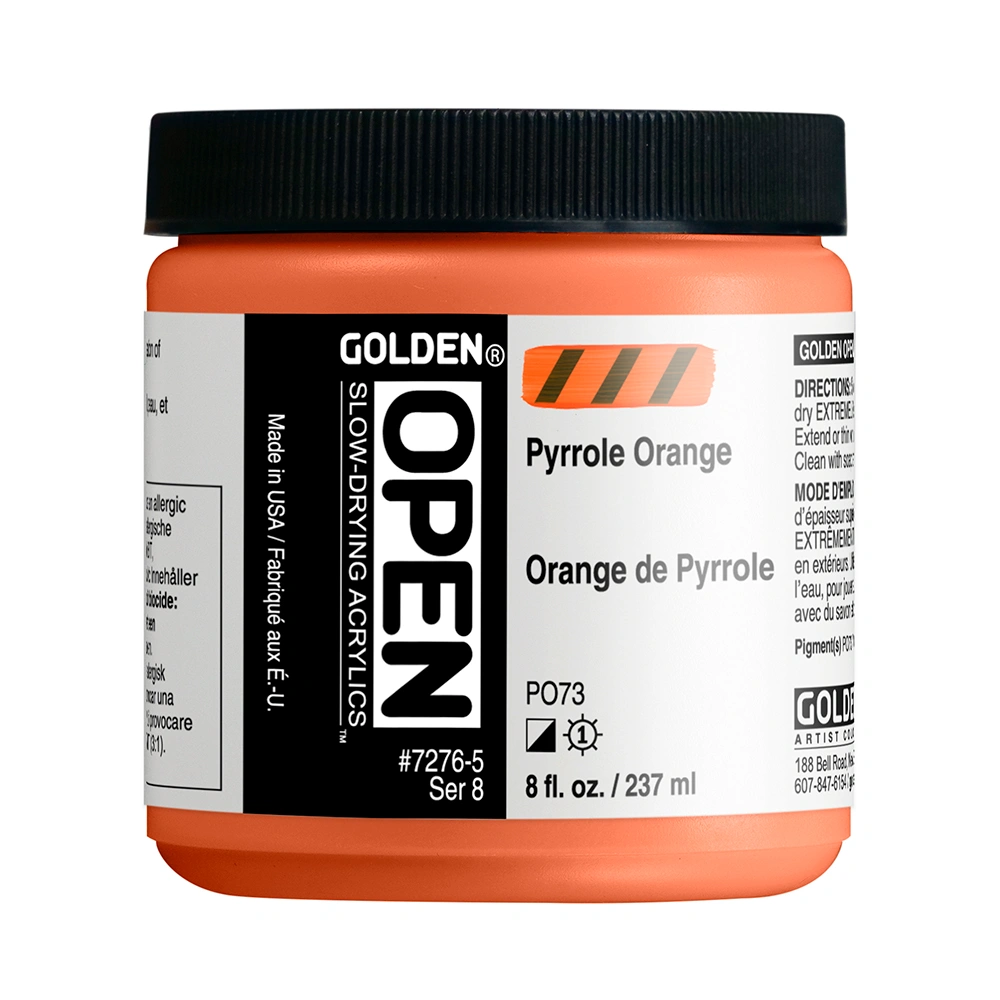 OPEN Acrylic Color - Pyrrole Orange - 8 oz jar - 08-oz