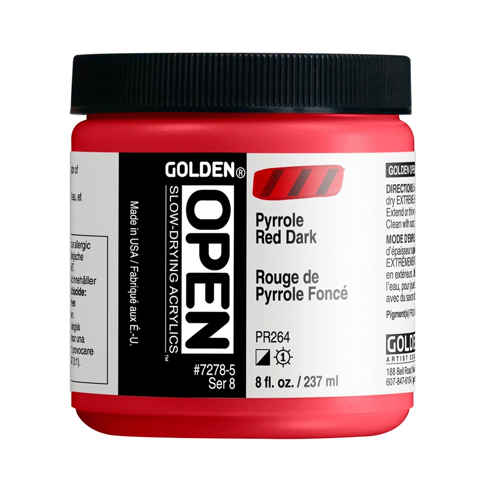 OPEN Acrylic Color - Pyrrole Red Dark - 8 oz jar - 08-oz