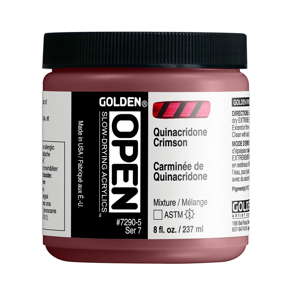 OPEN Acrylic Color - Quinacridone Crimson (Discontinued) - 8 oz jar - 08-oz