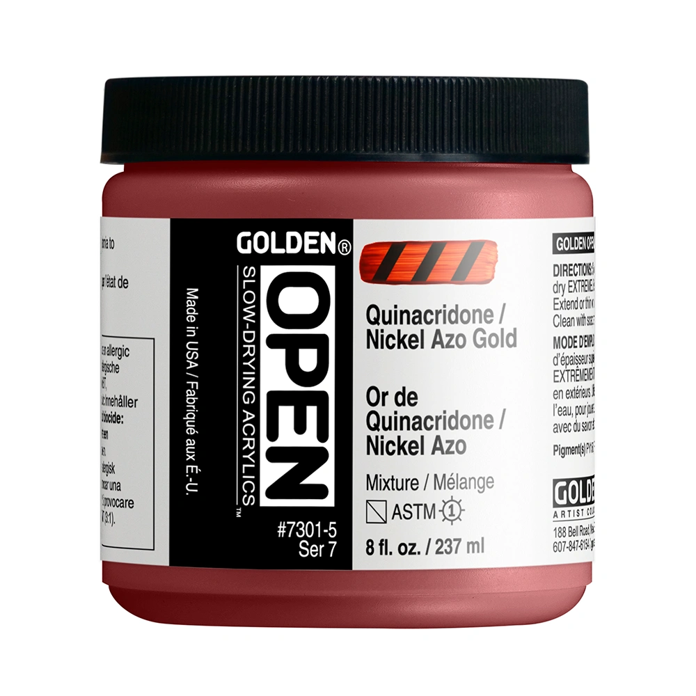 OPEN Acrylic Color - Quinacridone / Nickel Azo Gold - 8 oz jar - 08-oz